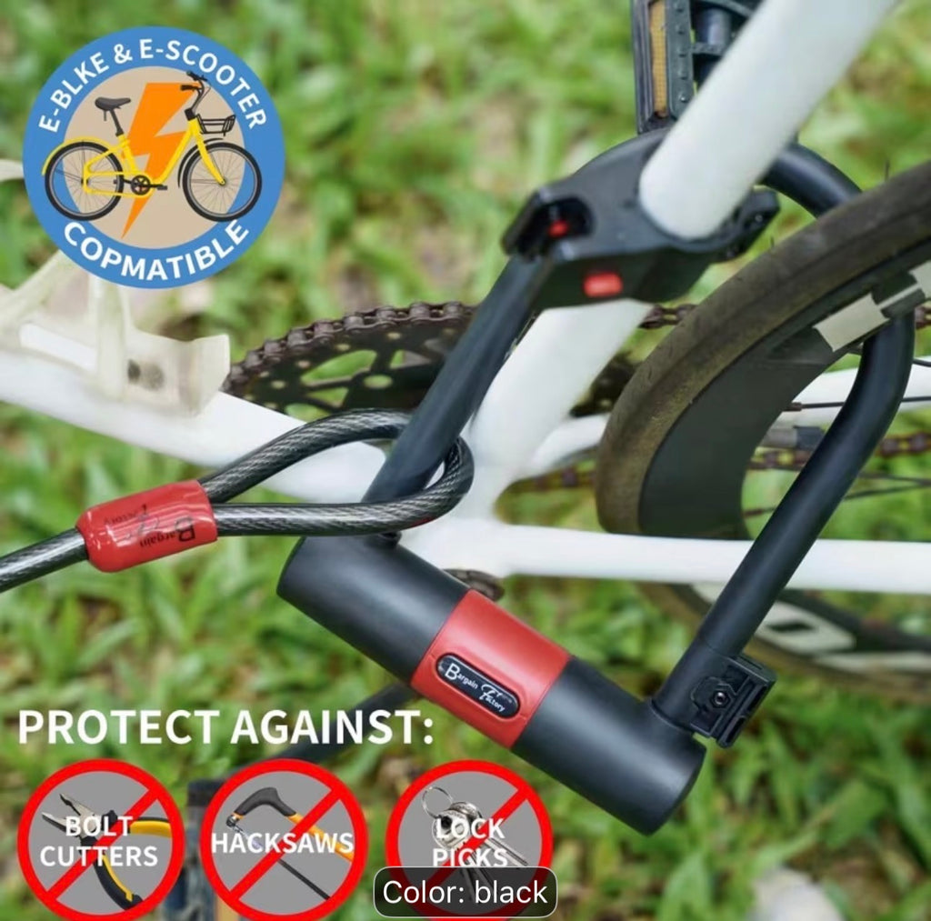 Heavy Duty Bike & Helmet U-Lock – 18mm Steel Anti-Theft Security Lock for Motorbikes, E-Bikes & Scooters | 4 Keys