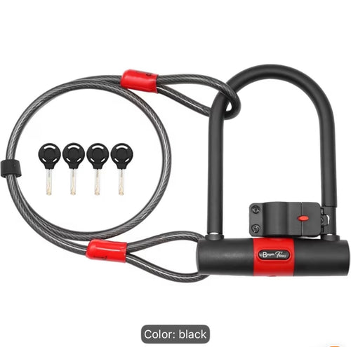 Heavy Duty Bike & Helmet U-Lock – 18mm Steel Anti-Theft Security Lock for Motorbikes, E-Bikes & Scooters | 4 Keys