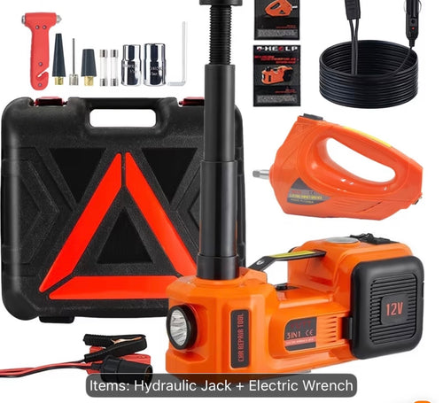 5 Ton Heavy Duty 12V Electric Hydraulic Jack – Portable Car Lift with LED Light & Wheel Nut Remover