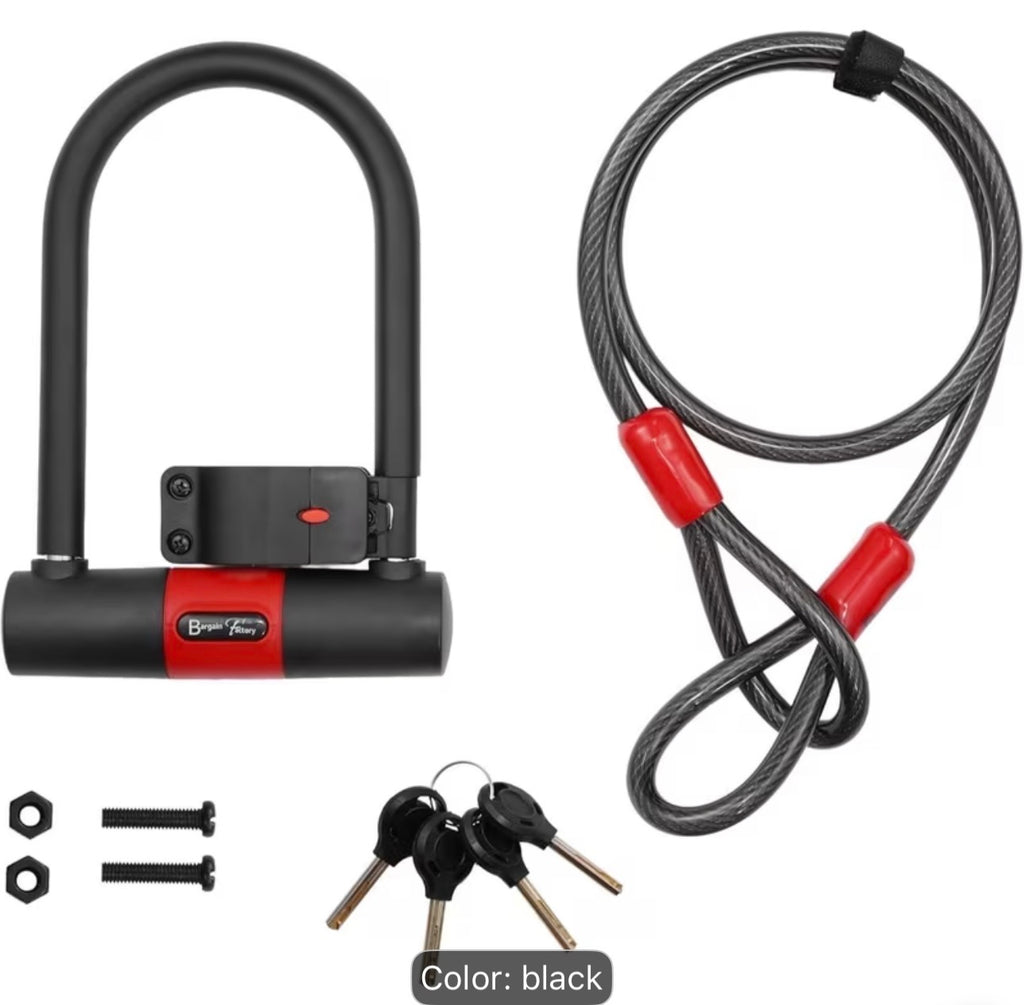 Heavy Duty Bike & Helmet U-Lock – 18mm Steel Anti-Theft Security Lock for Motorbikes, E-Bikes & Scooters | 4 Keys