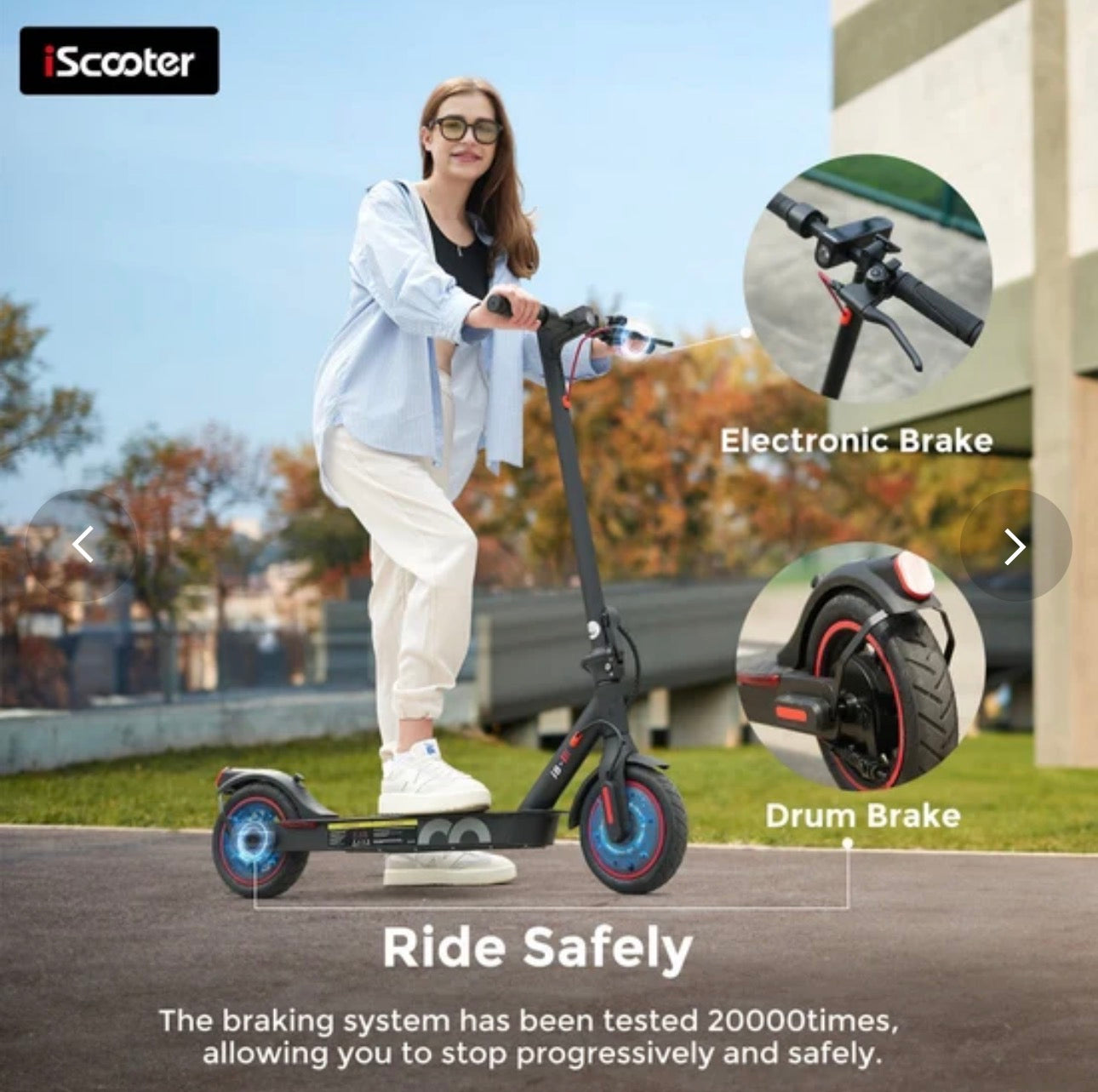 iScooter i8 Electric Scooter – 350W Motor, 20km Range, 8.5" Tyres, IP54 Waterproof
