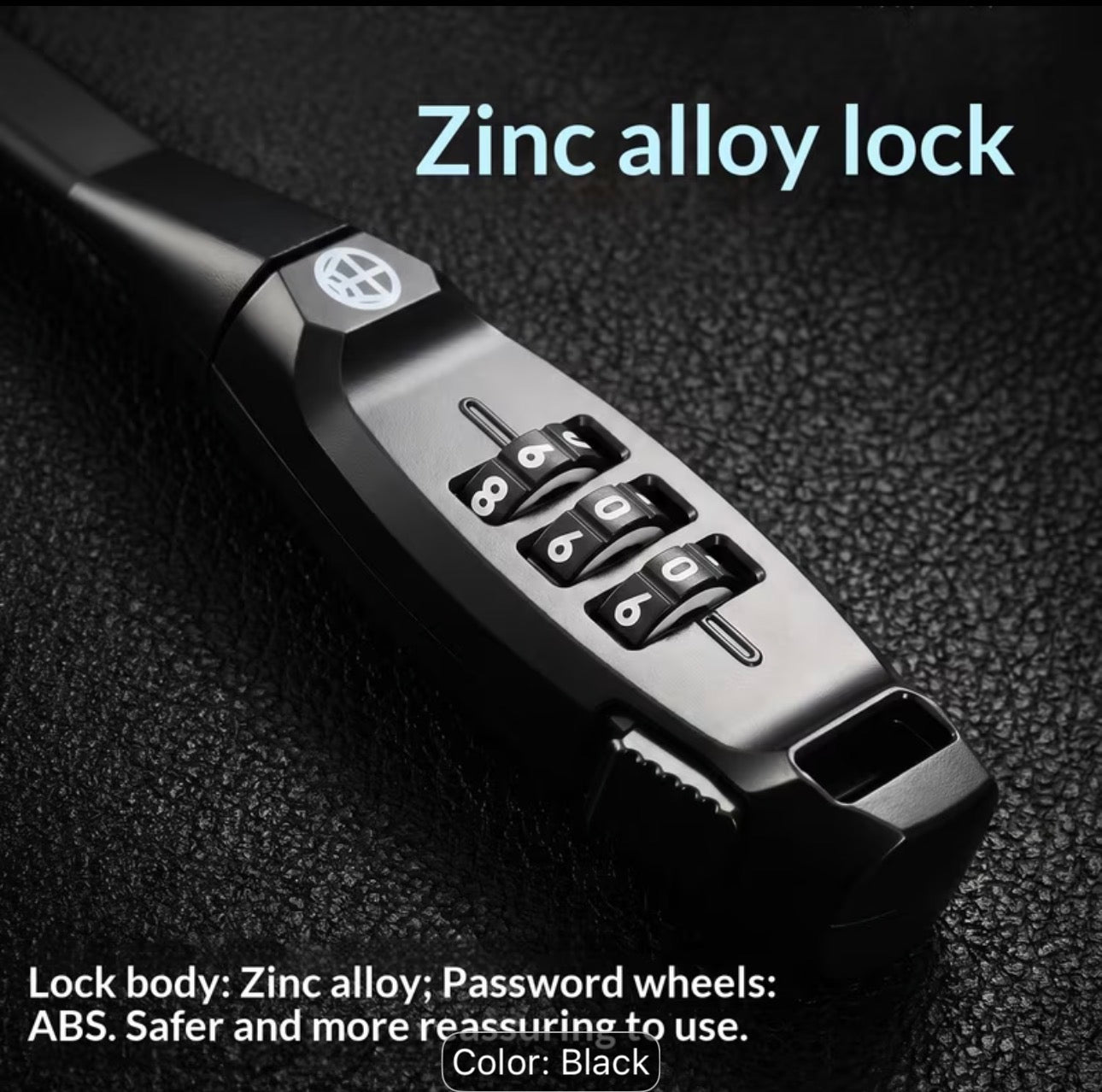 Portable Zip Cable Bike & Helmet Lock – Zinc Alloy Password Lock, Anti-Theft for E-Bikes, Mountain & Road Bikes