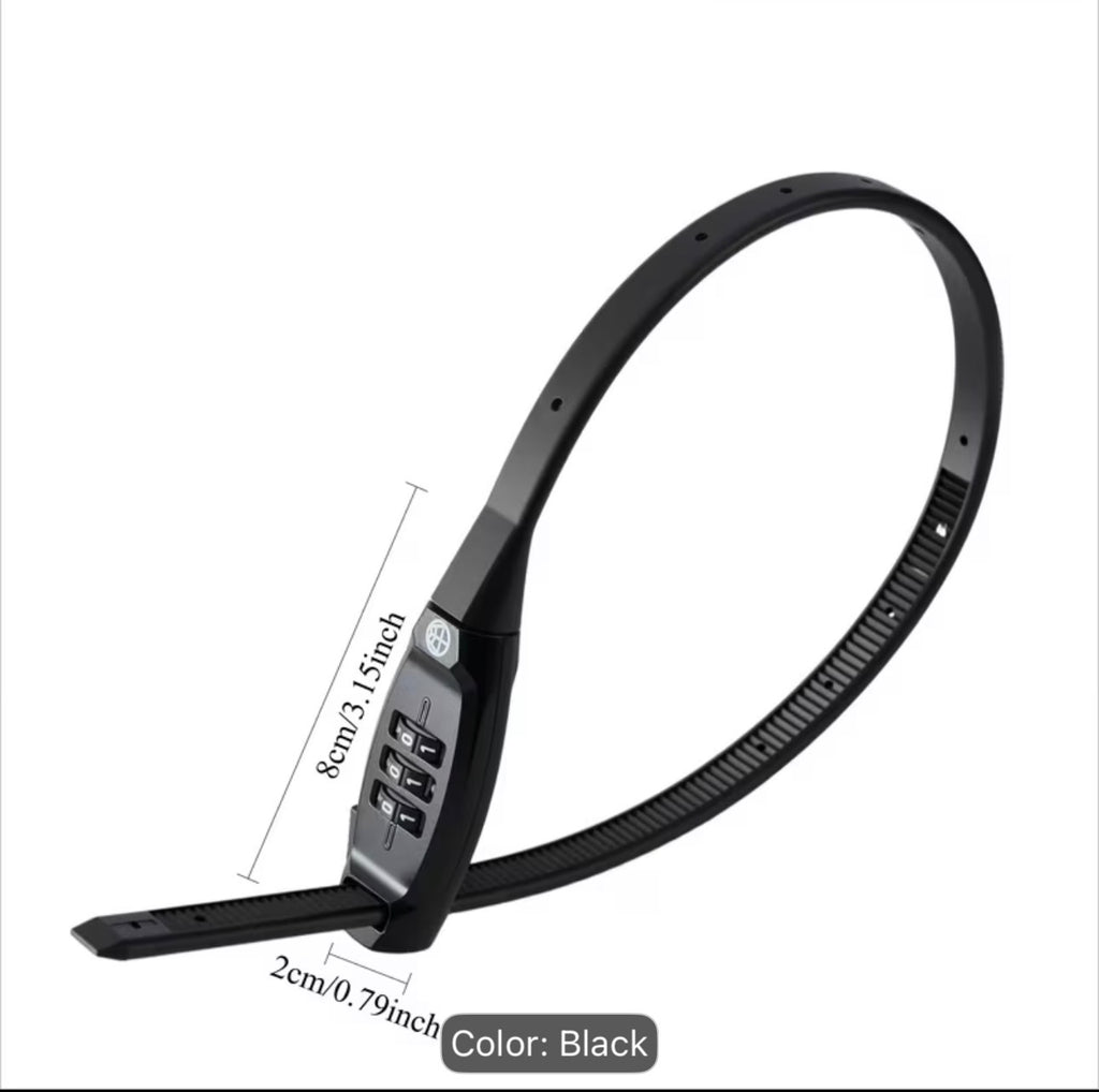 Portable Zip Cable Bike & Helmet Lock – Zinc Alloy Password Lock, Anti-Theft for E-Bikes, Mountain & Road Bikes