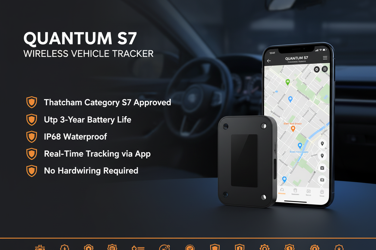 Quantum S7 Wireless Vehicle Tracker - premium dark banner